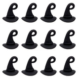 40Pcs Halloween Theme Alloy Pendants, Baking Painted, Witch Hat, Black, 12x10.5mm, Hole: 1.7mm