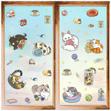 8 Sheets 8 Styles PVC Waterproof Wall Stickers, Self-Adhesive Decals, for Window or Stairway Home Decoration, Cat Shape, 200x145mm, 1 sheet/style