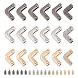18 Sets 3 Colors Zinc Alloy Purse Decorative Edge Hardware, Bag Corner Protector, with Iron Screws, L-shaped, Mixed Color, 3.4x2.4x0.75cm, Hole: 2.4mm, 6 sets/color