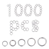 1000Pcs 5 Styles Open Jump, 304 Stainless Steel Open Jump Rings, Stainless Steel Color, 5~10x0.7~1.4mm, 200pcs/styles