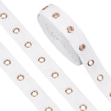 6.25 Yards Flat Cotton Ribbon, with Golden Plated Alloy Eyelets, Garment Accessories, with Metallic Wire Twist Ties, White, 1 inch(25mm)