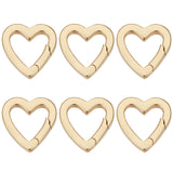 6Pcs Brass Spring Gate Rings, Heart, Real 18K Gold Plated, 16x16x2mm, Inner Diameter: 9mm