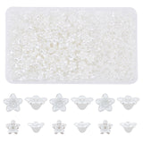 600Pcs 2 Style Flower ABS Plastic Imitation Pearl Bead Caps, 5-Petal, Creamy White, 8.5~13.5x9~13.5x5~7mm, Hole: 1.2mm, 300pcs/style