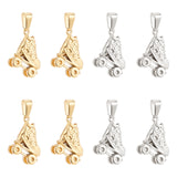 8pcs 2 Colors 304 Stainless Steel Pendants, Roller Skate, Golden & Stainless Steel Color, 19x14.5x6.5mm, Hole: 7.5x3.5mm, 4pcs/color