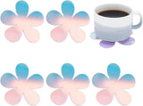 6Pcs Acrylic Mirror Cup Mats, Coaster, Flower, Tomato, 100x2.5mm