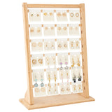 6-Tier Bamboo Earring Display Card Organizer Holder, Jewelry Tower for Earring Cards, with 24Pcs Earring Display Cards, Wheat, Finish Product: 30x11.8x41cm