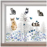 PVC Window Static Stickers, Rectangle Shape, for Window Decoration, Cat Shape, 380x1160mm