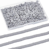 Flat Round Handmade Polymer Clay Beads, Disc Heishi Beads for Hawaiian Earring Bracelet Necklace Jewelry Making, Gray, 6x1mm, Hole: 2mm, about 353~378pcs/strand, 17.70 inch(44.95cm), 3 strands/box