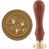 Brass Wax Seal Stamp with Handle, for DIY Scrapbooking, Leaf Pattern, 89x30mm