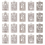 40Pcs 8 Style Tibetan Style Alloy Pendants, Antique Silver, Rectangle with Tarot Pattern, Antique Silver, 23x14x1.5mm, Hole: 1.8mm, 5pcs/style