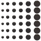 36Pcs 6 Style 304 Stainless Steel Pendants, Blank Stamping Tag, Flat Round, Electrophoresis Black, 8~25x1mm, Hole: 1.2~1.5mm, 6pcs/style