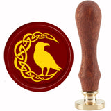 Brass Wax Seal Stamp with Handle, for DIY Scrapbooking, Raven Pattern, 89x30mm