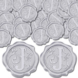 Adhesive Wax Seal Stickers, Envelope Seal Decoration, For Craft Scrapbook DIY Gift, Silver Color, Letter J, 30mm, 100pcs/box