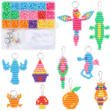 DIY Animal Keychain Making Kit, Including Plastic Beads, Iron Keychain Clasp Findings & Split Key Rings, Mixed Color, 770Pcs/box