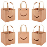 Funny Craft Paper Handbags, Gift Bags with Smiling Shape Clear Windows, Rectangle, Peru, Unfold: 26x15x15cm