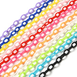 ABS Plastic Cable Chains, Oval, Mixed Color, 15.3~16 inch(39~40cm), 7~7.5mm, 22strands/set