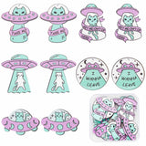 20Pcs 5 Style Opaque Acrylic Pendants, UFO Theme, UFO with Cat & Flat Round with UFO & Word I Wanna Leave, Mixed Color, 26~39x26~38.5x2mm, Hole: 1.8mm, 4pcs/style