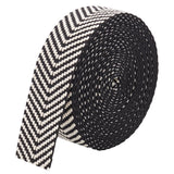 Polycotton Ribbons, Jacquard Ribbon, Stripe Pattern, Black, 1-1/2 inch(38mm)
