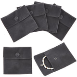 Square Velvet Jewelry Bags, with Snap Fastener, Black, 10x10x1cm