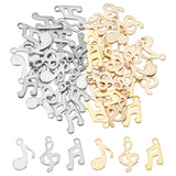 60Pcs 6 Style 304 & 201 Stainless Steel Charms, Musical Note, Golden & Stainless Steel Color, 10pcs/style