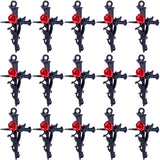 30Pcs Alloy Pendants, Cross with Rose Charm, Electrophoresis Black, 38x23x5.5mm, Hole: 2mm