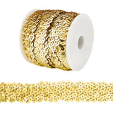 Plastic Paillette Elastic Beads, Sequins Beads, Ornament Accessories, 3 Rows Paillette Roll, Flat Round, Gold, 25x1.5mm, 10m/roll