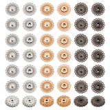 24 Sets 3 Colors Zinc Alloy Snap Buttons, Garment Buttons, Sewing Accessories, Flower, Mixed Color, 20.5x4~4.5mm, 2pcs/set, 8 set/color