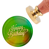 Brass Wax Seal Stamp with Handle, for DIY Scrapbooking, Birthday Themed Pattern, 3.5x1.18 inch(8.9x3cm)