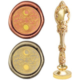 DIY Scrapbook, Brass Wax Seal Stamp and Alloy Handles, Sun Pattern, 103mm, Stamps: 2.5x1.45cm