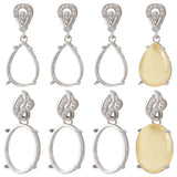 8Pcs 2 Styles Brass Open Back Pendant Cabochon Settings, Prong Settings, with Clear Cubic Zirconia, Rhinestone Claw Settings, Prong Settings, Oval & Teardrop, Platinum, Tray: 18x13mm, 20.5~21x13~13.5x3.5mm, Hole: 1~2x2~7mm, 4pcs/style