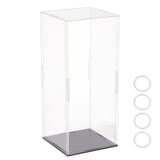 Rectangle Transparent Acrylic Minifigures Display Boxes with Black Base, for Models, Building Blocks, Doll Display Holders, Clear, 11x11x25.5cm
