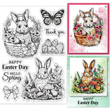 Custom PVC Plastic Clear Stamps, for DIY Scrapbooking, Photo Album Decorative, Cards Making, Rabbit, 160x110x3mm