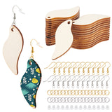 DIY Blank Twist Drop Earring Making Kit, Including Brass Earring Hooks, Iron Jump Rings, Plastic Ear Nuts, Wood Big Pendants, Platinum & Golden, 280Pcs/box
