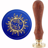 Brass Wax Seal Stamp with Handle, for DIY Scrapbooking, Sun Pattern, 3.5x1.18 inch(8.9x3cm)