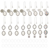 16Pcs 4 Styles Alloy Pendant Cabochon Settings, with Brass Chain Extender, Memorial Photo Pendants for Cap, with 16Pcs Oval Glass Cabochons, Antique Silver & Platinum, Setting: 153~215mm, Tray: 25x18mm, 4pcs/style