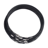 Stainless Steel Wire Necklace Cord DIY Jewelry Making, with Brass Screw Clasp, Black, 17.5 inch, 1mm