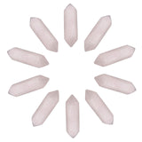 10Pcs Faceted Natural Rose Quartz Beads, Healing Stones, Reiki Energy Balancing Meditation Therapy Wand, Double Terminated Point, for Wire Wrapped Pendants Making, No Hole/Undrilled, Pink, 30x9x9mm