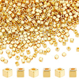 1500Pcs CCB Plastic Beads, Cube, Golden, 3x3x3mm, Hole: 1.2mm