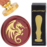 Brass Wax Seal Stamps with Rosewood Handle, for DIY Scrapbooking, Dragon Pattern, 25mm