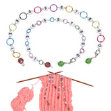 Glass & Acrylic Beaded Knitting Row Counter Chains, with Aluminum Linking Ring, Colorful, 22.2~25.7cm, 2pcs/set