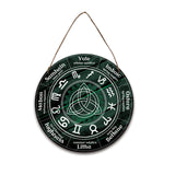 Wood Witch Calendar Hanging Wall Decorations, with Jute Twine, Flat Round with Constellation Pattern, 300x5mm
