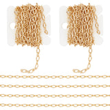 Brass Cable Chains, Textured Oval Link Chains, Soldered, with Card Paper, Golden, 5x3.5x0.5mm, about 6.56 Feet(2m)/Card