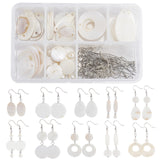 DIY Shell Earring Making Kits, with Shell Pendants & Links & Beads, Glass Pearl Beads and Brass Earring Hooks, Mixed Color, 25x2mm, Hole: 2mm