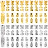 120 Sets 4 Style Column Brass Screw Clasps, Platinum & Golden, 30 set/style