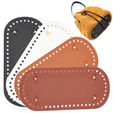 4Pcs 4 Colors Litchi Grain PU Leather Bag Bottoms, with Iron Nails, Oval, Mixed Color, 22.3x10.4x1cm, Hole: 5mm, 1pc/color