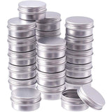 Round Aluminium Tin Cans, Aluminium Jar, Storage Containers for Cosmetic, Candles, Candies, with Screw Top Lid, Platinum, 3.9x2cm, Capacity: 20ml, 24pcs/set