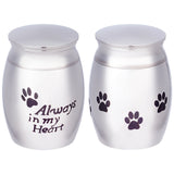 2Pcs 2 Style 316 Stainless Steel Pet Cinerary Casket, Column, with Cover, Paw Print, 40x30mm