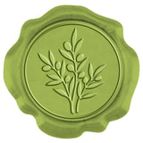 Adhesive Wax Seal Stickers, Envelope Seal Decoration, for Craft Scrapbook DIY Gift, Green, Leaf Pattern, 3cm, about 50pcs/box