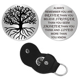 1Pc 201 Stainless Steel Commemorative Coins, Inspirational Quote Coin, Flat Round, with 1Pc PU Leather Guitar Clip, Tree of Life, Coin: 30x2mm