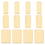 12Pcs 3 Style Ion Plating(IP) 201 Stainless Steel Pendant, Rectangle, Real 18K Gold Plated, 25~30x9~20x0.5~1mm, Hole: 2.5~2.6mm, 4pcs/style